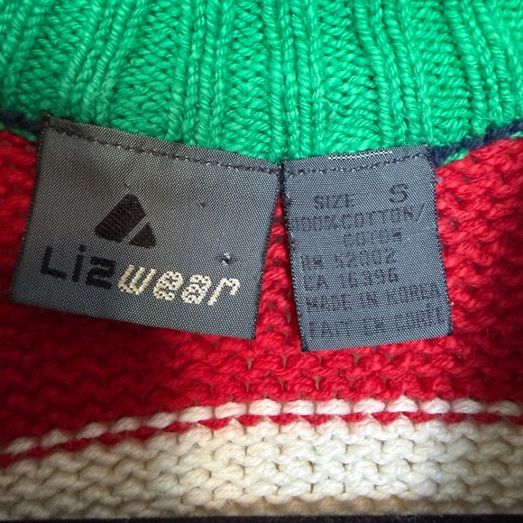 vintage primary colors Liz Claiborne mock-neck sweater size small 100% cotton - Picture 5 of 5